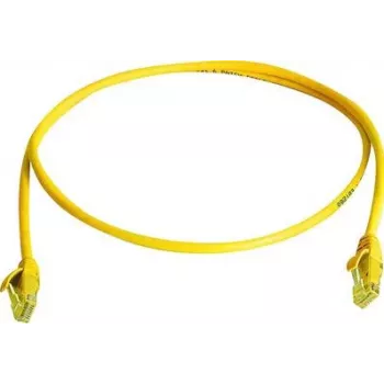 Telegärtner 100008205 RJ45 verkkokaapeli, CAT 5e, 1,0 m, keltainen, U/UTP, LSZH, taittosuojalla