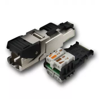 TELEGÄRTNER DataVoice Office Cat.6A suojattu RJ45 kenttäasennettava liitin, 5-9 mm J00026A2003