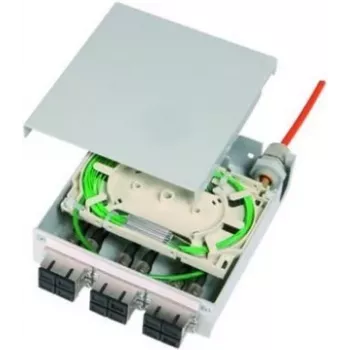 Telegärtner STX DIN-kisko kuitukaapelijakaja, 6x ST duplex multimode, 12x G50/125 OM2 pigtailit, jatkoskasetti (H82050F0001)