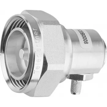Telegärtner 7-16 DIN kulmaliitin, 50 ohm, hopea, kiristysliitäntä J01120C0010
