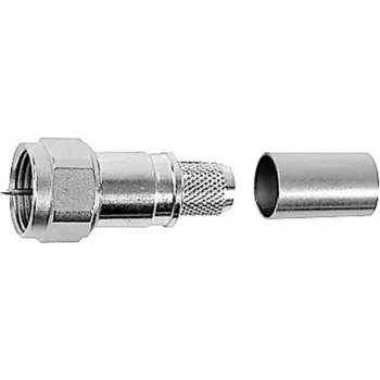 Telegärtner F-liitin, suora, 75 ohm, puristus/ruuvi, nikkelöity messinki, RG59/RG6 J01600A0009