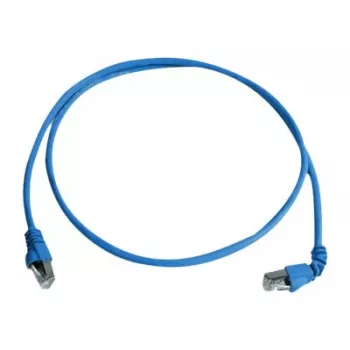 Telegärtner S/FTP Cat 6A -verkkokaapeli, PiMF, 1,0 m, sininen, yksi kulmaliitin RJ45, LSZH, 10 Gbps L00000A0198