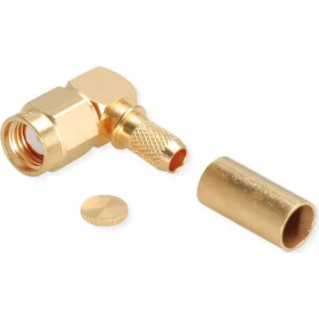 TELEGÄRTNER RP-SMA kulmapuristuspistoke RG-58C/U -kaapelille, 50 ohm, kullattu
