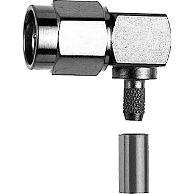 TELEGÄRTNER RP-SMA kulmapuristuspistoke RG-58C/U -kaapelille, 50 ohm, kullattu