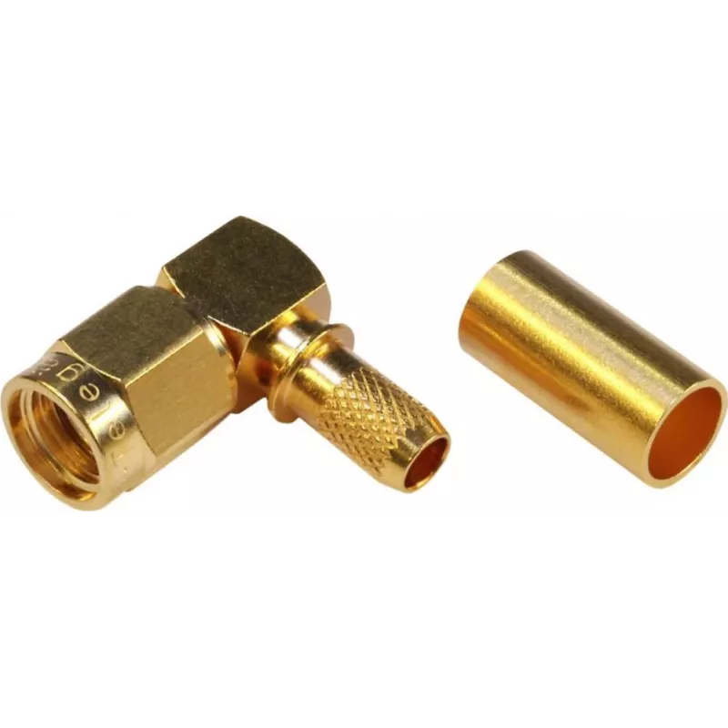 TELEGÄRTNER RP-SMA kulmapuristuspistoke RG-58C/U -kaapelille, 50 ohm, kullattu
