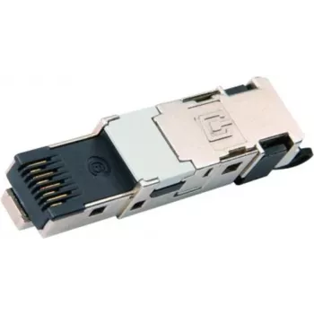 Telegärtner J80026A0047 Cat.6A suojattu RJ45-kenttäasennuspistoke, työkaluton, T568B, sinkkipainevalu, musta