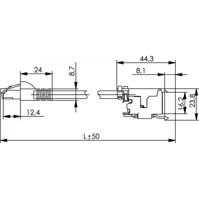 Telegärtner L00004A0128 Cat.6A S/FTP verkkokaapeli, 7,5 m, harmaa