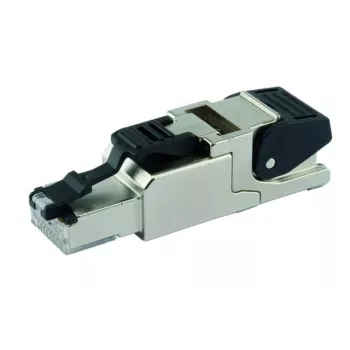 Telegärtner J00026A2113 RJ45 Cat.6A kenttäasennettava pistoke, suojattu, IP67, ruostumaton teräs, musta