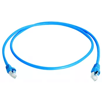 TELEGÄRTNER 100008091 RJ45-verkkokaapeli, CAT 6a S/FTP, sininen, paloa hidastava, taittosuojalla, 1 m