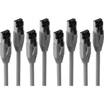 S CONN MAXIMUM CONNECTIVITY Cat. 8.1 F/FTP PIMF LSZH -verkkokaapeli, harmaa, 0,5m, 4 kpl:n pakkaus SC08-41010-4