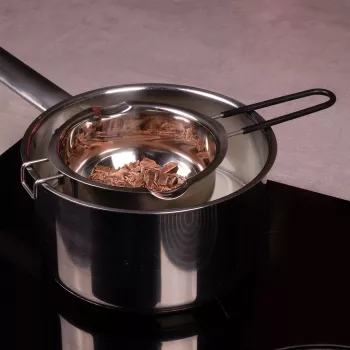 Lurch ruostumaton teräs Bain-Marie -sulatuskulho, hopea, 11 cm halkaisija, 350 ml, kaatonokalla ja kattilatukikoukulla (70276)