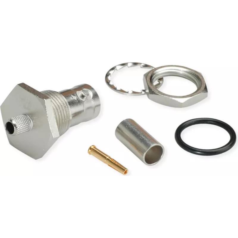 Telegärtner J01001A0108 BNC-liitin, suora, 50 ohmia, naaras–naaras, nikkelöity