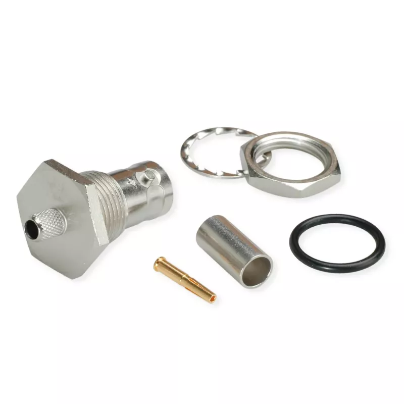 Telegärtner J01001A0108 BNC-liitin, suora, 50 ohmia, naaras–naaras, nikkelöity