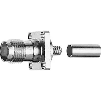 Telegärtner TNC-naaras laippakiinnitys 50 ohmia puristus/puristus RG-58 C/U:lle, nikkeli/kulta, 1 kpl J01011A0045