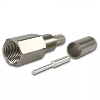 Telegärtner FME-pistoke Crimp/Crimp RG-58 C/U -kaapelille, 50 Ohm, kulta/nikkeli J01700A0006Z