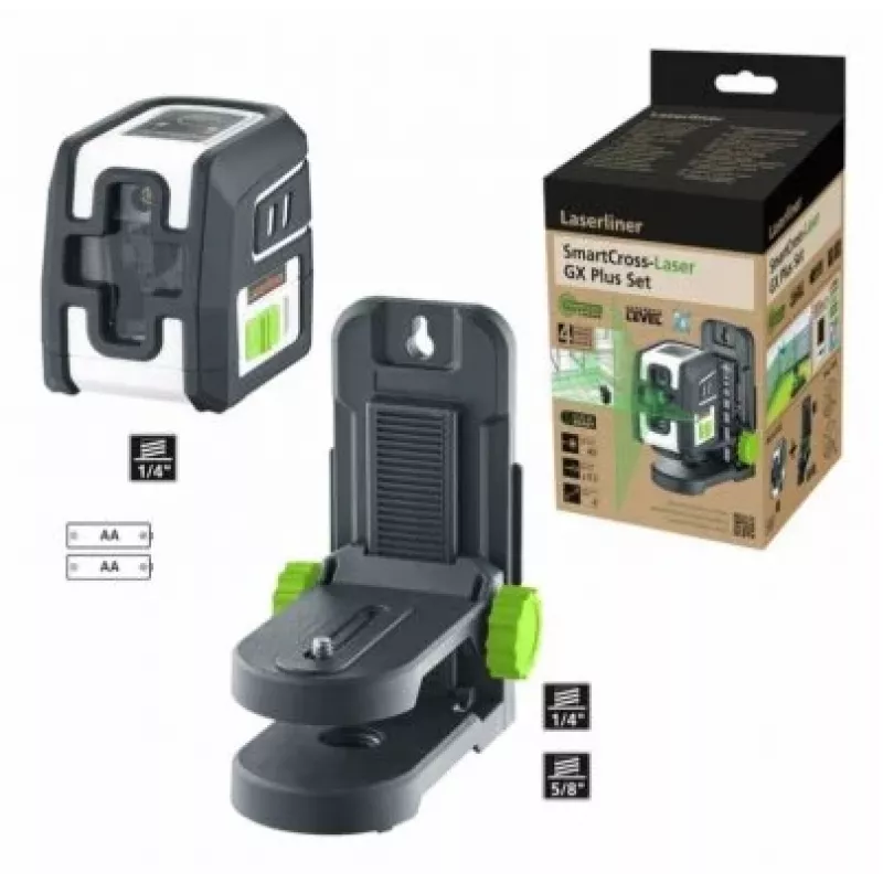 Laserliner SmartCross-Laser GX Plus -sarja vihreä ristiviivalaser, max. kantama 40 m (036.732E)