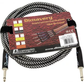 DIMAVERY instrumenttikaapeli 3 m musta/hopea nikkelöidyt TS-jakkiliittimet 26300051