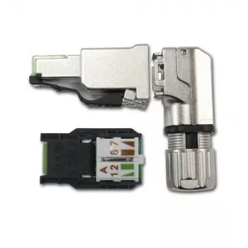 Telegärtner MFP8-4x90 Cat.6A kenttäasennettava RJ45-liitin, T568A, suojattu, monikulma J00026A4004