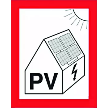 Cimco paloturvallisuuskyltti aurinkosähköjärjestelmille, 100 x 100 mm, itseliimautuva muovi 182799