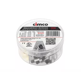 Cimco 187605 johdinpääteholkkisarja, osittain eristetty, 500 kpl, 0,5-6,0 mm², DIN 46228-4