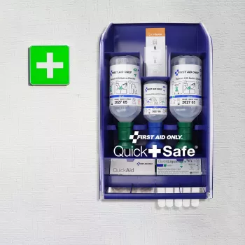 First Aid Only Quick+ Safe DIN EN 15154-4 ensiapulaukku, sininen, seinäkiinnitys, ABS-muovi, DIN 13157 sisältö P-44026 00