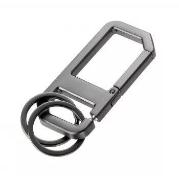 TROIKA ALVAR NERO avaimenperä karabiinihakalla, gunmetal/musta (KR26-05/GM)