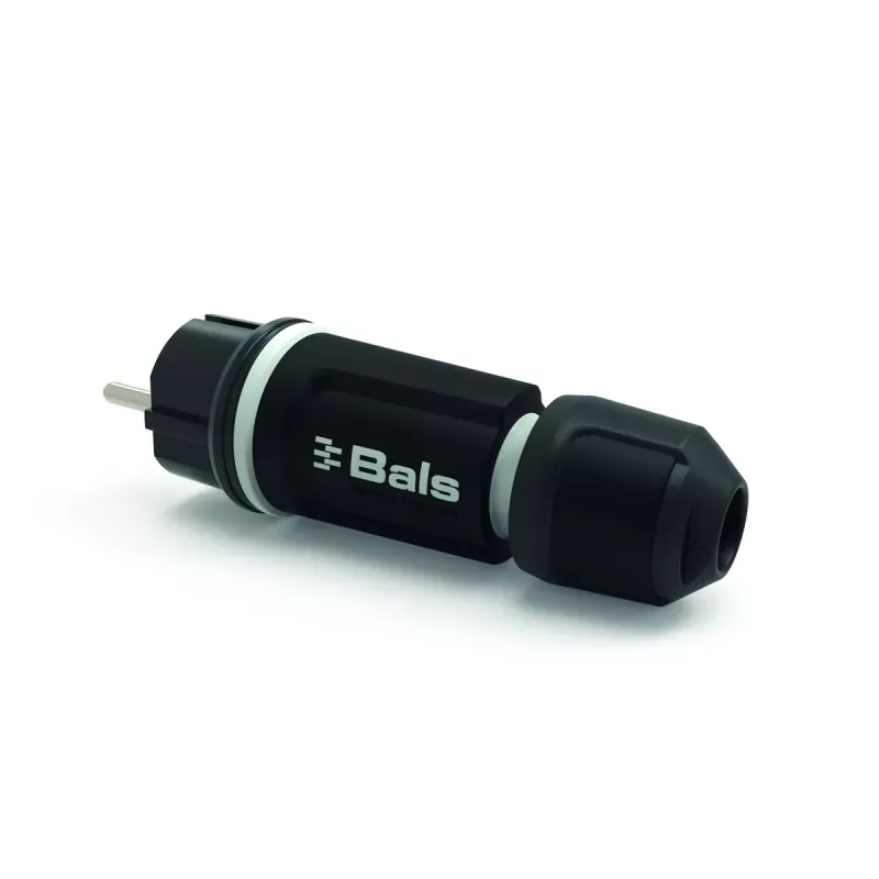 BALS 7371-1 Schuko-pistoke 16A 3p 250V IP54 musta kumi