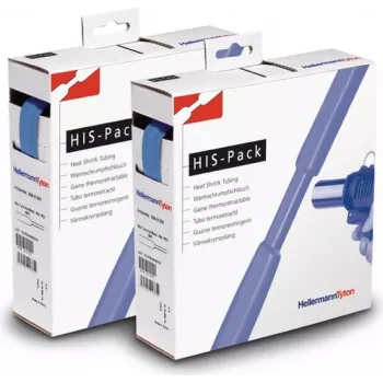 HellermannTyton HIS-PACK-9,5/4,7-BU lämpökutistesukka, sininen, 9,5 mm laajennettu halkaisija, 4,7 mm kutistunut, 5 m pituus, 2:1 suhde, annostelurasia