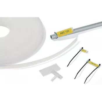 HellermannTyton HCR 12 läpinäkyvä PVC-merkintäteline, 25 m x 13 mm, lämpösiirtotulostettava