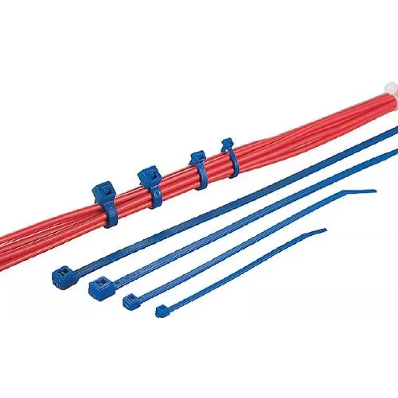 HellermannTyton T80L vakiokaapelinippuside, 390 x 4,6 mm, PA66, sininen, 100 kpl 116-05416