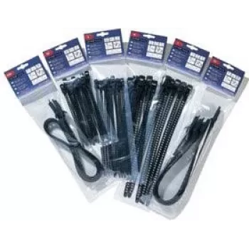 HellermannTyton SOFTFIX uudelleenkäytettävä kaapelinippuside 180mm x 7mm musta 16 kpl pakkaus (115-07190)
