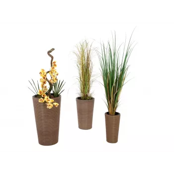 EUROPALMS India koristeellinen ruukkukasvisarja, 3 kokoa, harmaa kivijäljitelmä, sisä-/ulkokäyttöön 83011268