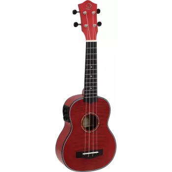 DIMAVERY UK-100 sopraano-ukulele, Flamed Red 26255807