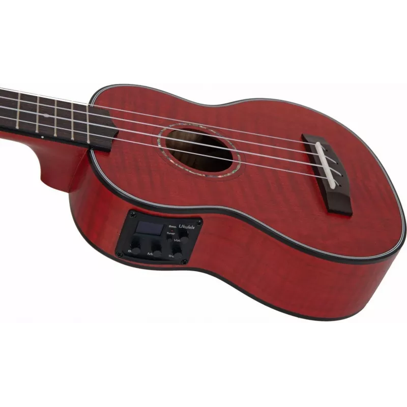 DIMAVERY UK-100 sopraano-ukulele, Flamed Red 26255807
