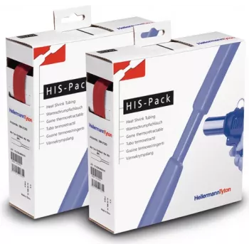 HellermannTyton HIS-PACK-19,1/9,5-RD kutistesukka, 2:1, punainen, 19,1 mm laajennettu, 9,5 mm palautettu, 5 m pituus, annostelulaatikko
