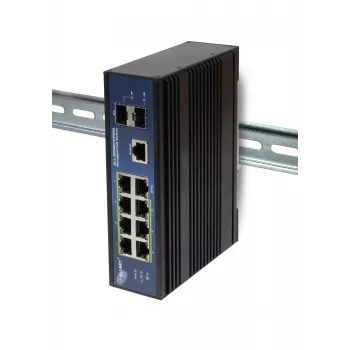 ALLNET ALL-SGI8010PDM Industrial Managed Layer2+ 10-porttinen Gigabit PoE-kytkin, 7x PoE+ 2x SFP 1x PD, tuulettimeton IP40