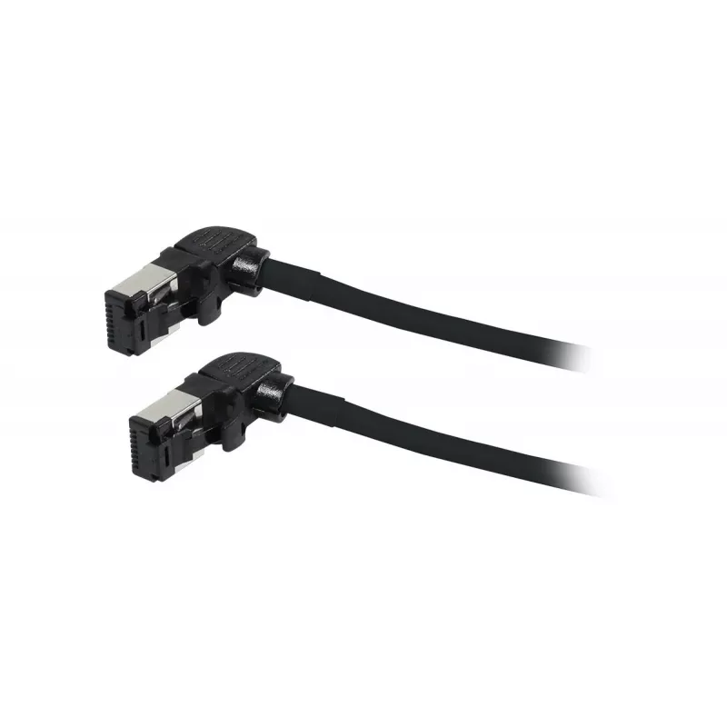SYNERGY21 S218115 CAT6A S/FTP ohut patch-kaapeli, RJ45, 2m, musta, 500MHz, LSZH, kääntyvä liitin