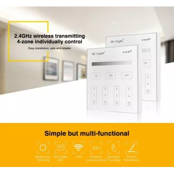 SYNERGY21 T1 MiLight Smart Panel yksivärinen 4-alueen kosketuskaukosäädin