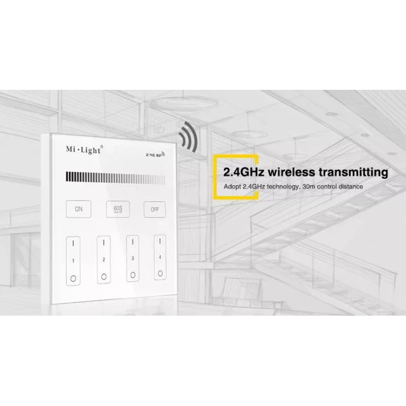 SYNERGY21 T1 MiLight Smart Panel yksivärinen 4-alueen kosketuskaukosäädin