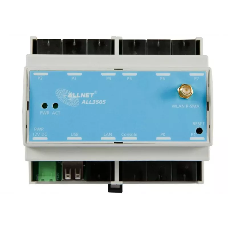 ALLNET ALL3505v2 IP-talotekniikkaohjain 8 anturiportilla, DIN-kiskoasennus