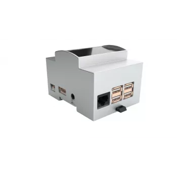 ALLNET DIN-kiskoasennuskotelo Raspberry Pi 4 Model B:lle läpinäkyvällä ikkunalla, harmaa 25.0410000.RP4