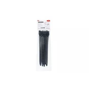 HellermannTyton SOFTFIX® uudelleenkäytettävä nippuside 260 mm x 11 mm, musta, 8 kpl:n pakkaus 115-11270