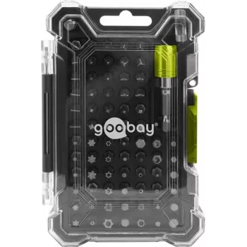 Goobay Tools 72-osainen kärkisarja magneettisella pikavaihtokärkikahvalla, S2-teräskärjet, 1/4 inch kuusioistukka, ura, Phillips, Pozidriv, Torx, Security Torx, Hex, Security Hex, Square, Spanner, Tri-Wing, Torq-Set, 25 mm kärjet 77843