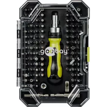 Goobay 100-osainen ruuvauskärkisarja 1/4 inch kuusiolla S2-teräskärjet ja magneettinen kärkikahva 77844