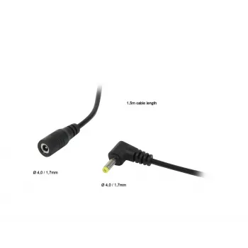 ALLNET DC-jatkojohto 4,0 mm x 1,7 mm pistoke - liitin 1,5 m musta ALL-Adapt-Ext4.00-1500