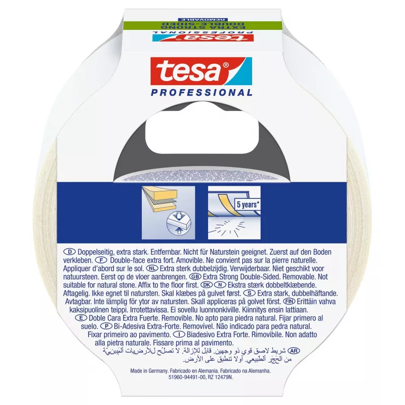 tesa 51960-00000-11 läpinäkyvä kaksipuolinen PET-teippi 10 m x 50 mm