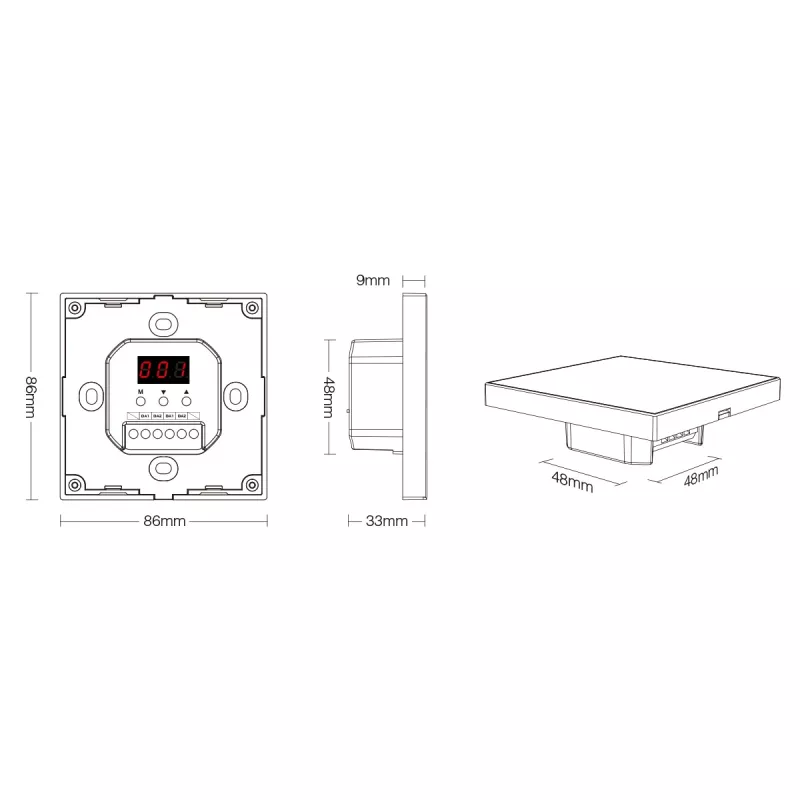 Miboxer LED Smart DALI värilämpötila kosketuspaneeli DT8 (DP2S)