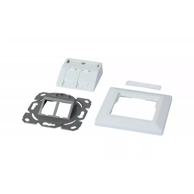 SYNERGY21 Keystone-moduulikannatin uppoasennus 2xTP-moduulille puhtaanvalkoinen pyöreä S216330V3