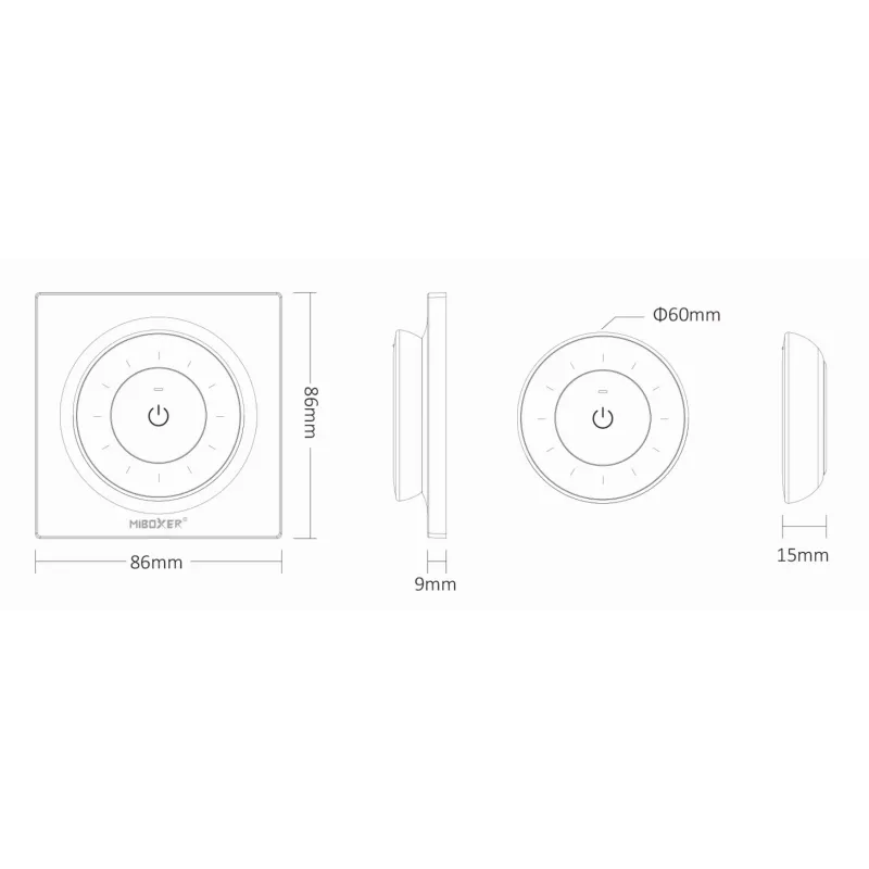 MiBoxer K3-W 2,4GHz Dual White LED -kaukosäädin pyörivällä kosketusrenkaalla