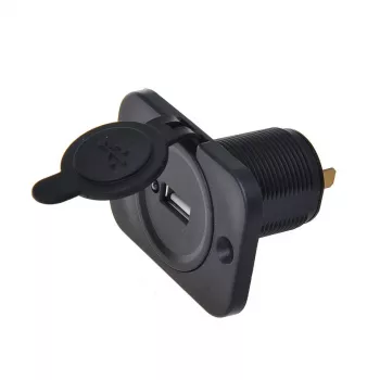 IWH USB-asennuslatausliitäntä 12/24V, 2,1A, 1x USB-A, paneeliasennus 019004